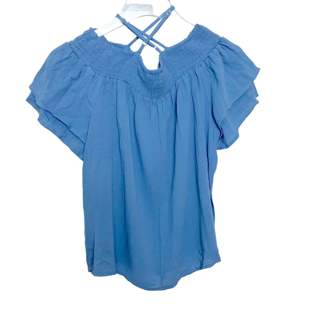 Lily White | Blue | Off the Shoulders Top | Size Medium - Picture 6 of 6